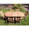80cm x 1.5m-2.1m Teak Oval Extending Table with 4 Classic Folding Armchairs & 2 Harrogate Recliners - 2